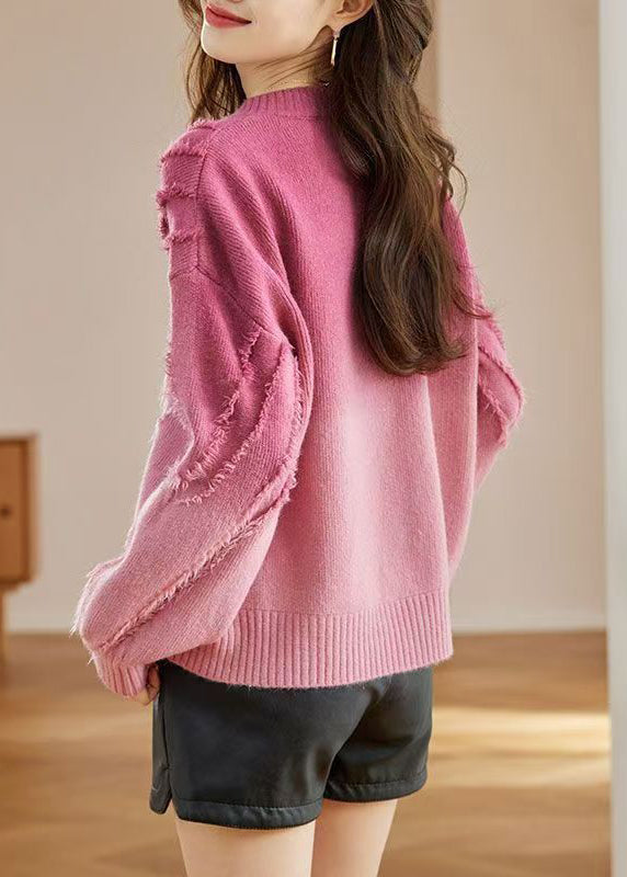 Bohemian Rose Quasten Kuscheliger Wollstrickpullover Herbst QS010