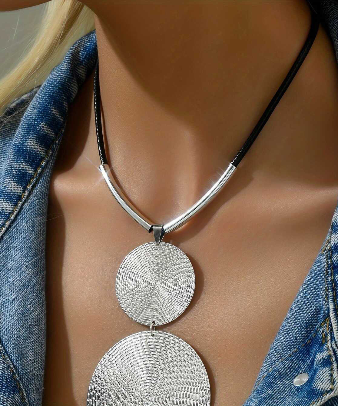 Metal Pendant Silk Bohemian Asymmetrical Necklace