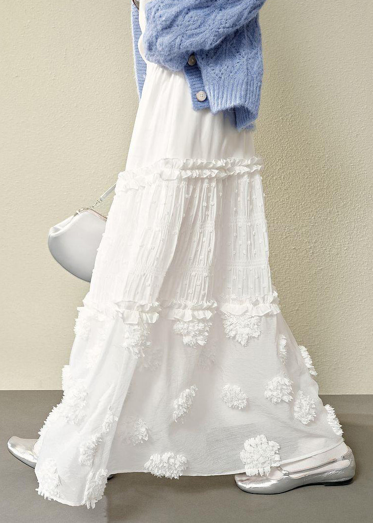 Röcke Taille Rüschen Hohe Baumwolle Weiß Sommer