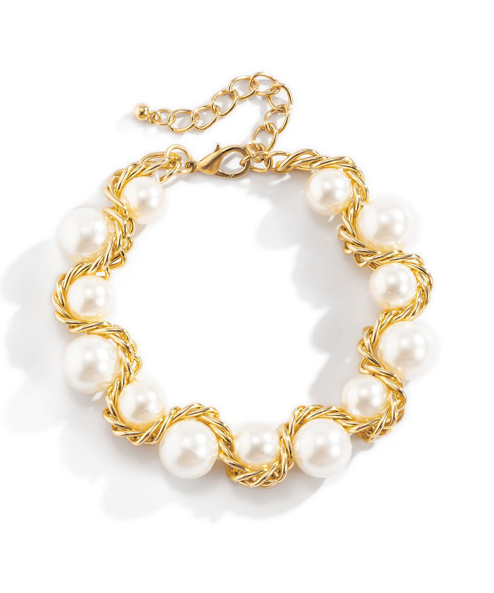 Collier bohème en alliage de perles dorées et cuivrées