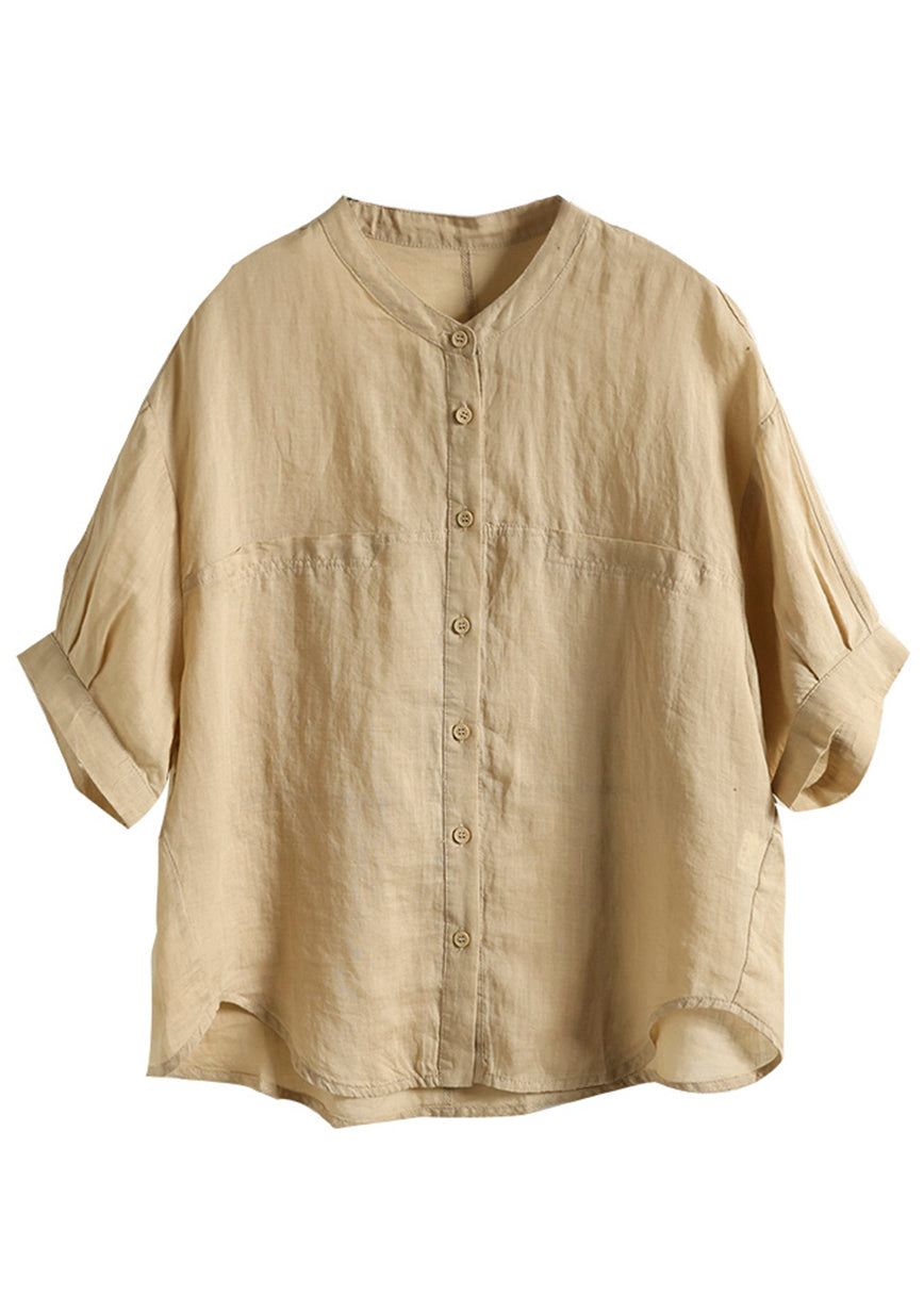 Green Summer Oversized Shirt Boho Top Linen