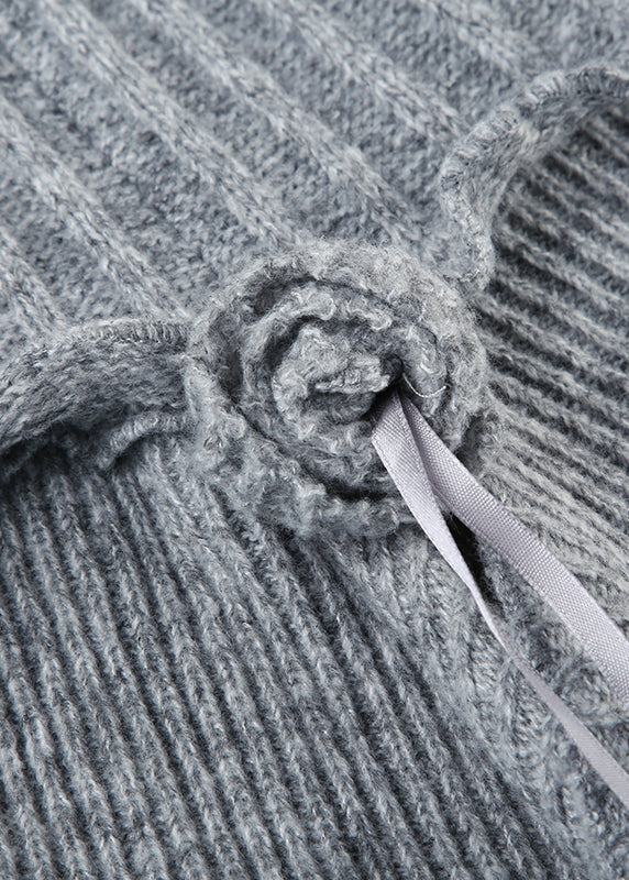 Jupes en tricot asymétriques grises style bohème à volants, printemps YP048