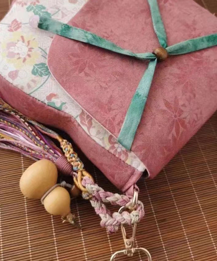 Boho Handgefertigte Patchwork-Umhängetasche aus Baumwolle mit Druck QF019