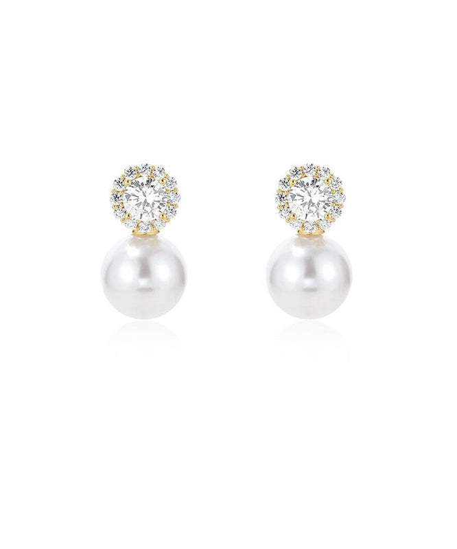 Alloy White Zircon Boho Earrings Pearl Stud