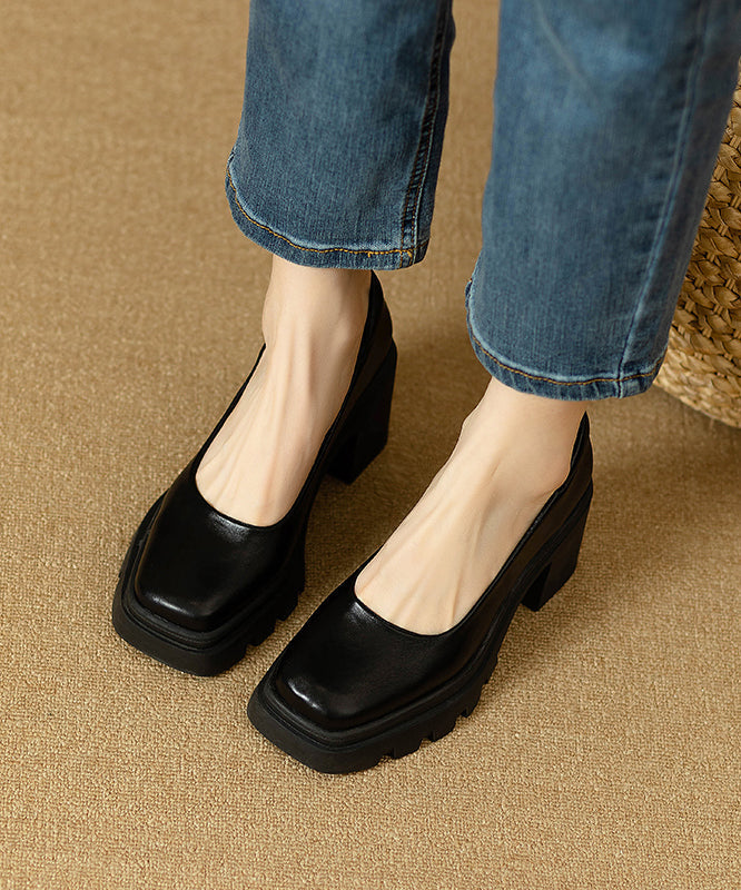 Shoes Heel Black Comfortable Splicing Boutique Chunky