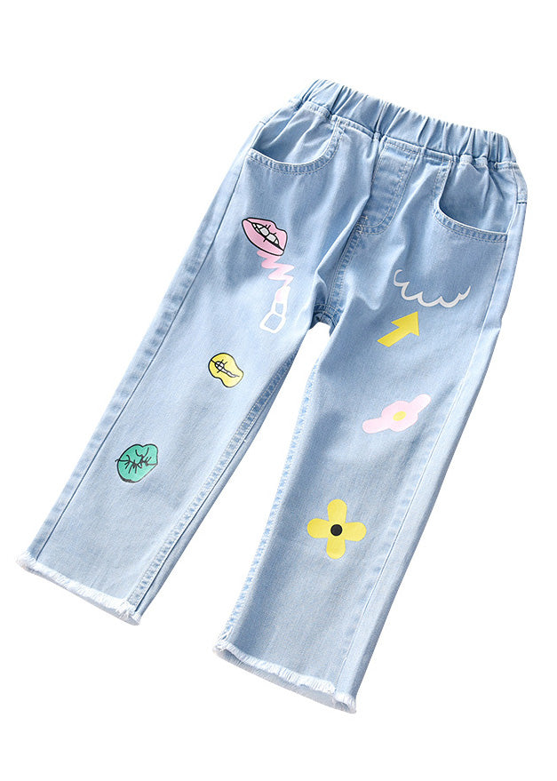 Boutique Blue Print Taschen Mädchen Gerade Jeanshose TV040