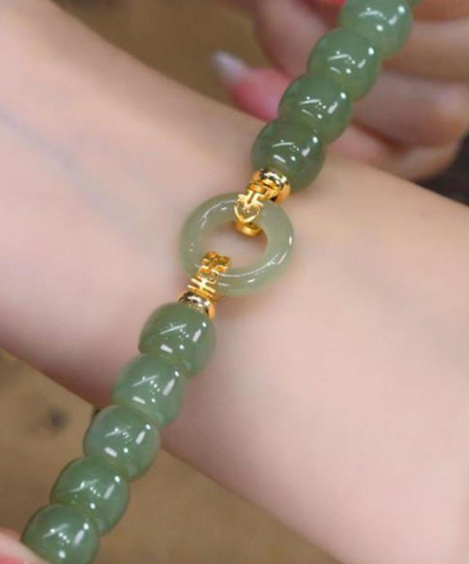 Boutique Grüne Legierung Jade Ping Eine Schnalle Kette Armband TX022