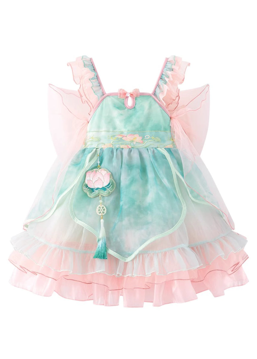 Robe à volants Boutique Mid Tulle Enfant Rose Patchwork Brodé