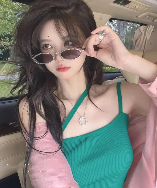 Lunettes de soleil élégantes en zircon noir XS1066
