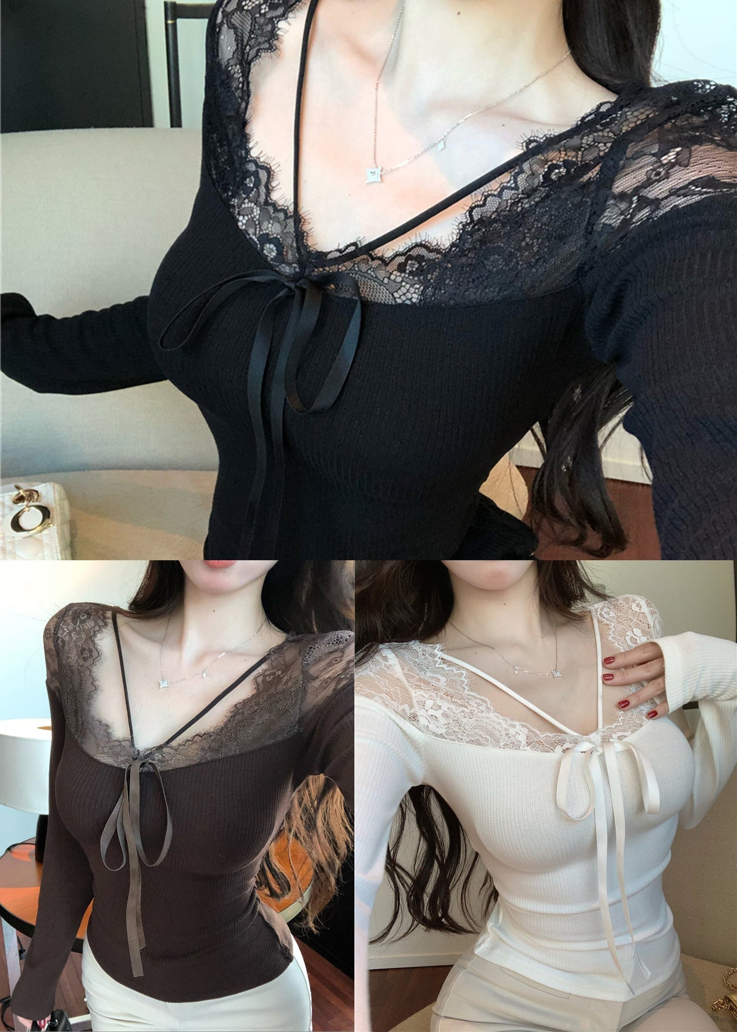 Chemises dos nu en patchwork de dentelle blanche Boutique Printemps YP023