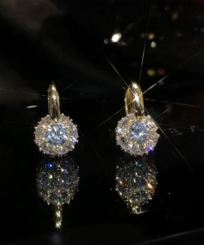 Boucles d'oreilles créoles en alliage, zircon, or et cuivre