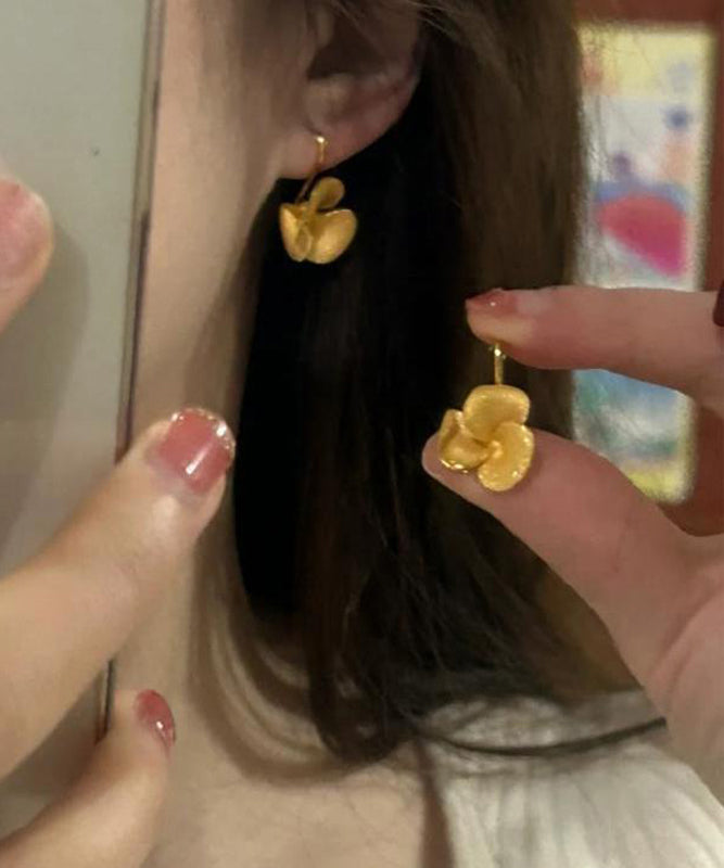 Floral Overgild Silver Gold Sterling Brief Earrings Stud