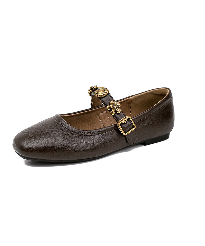 Leder Loafer Faux Splicing Schnalle Braun Strap Penny Casual