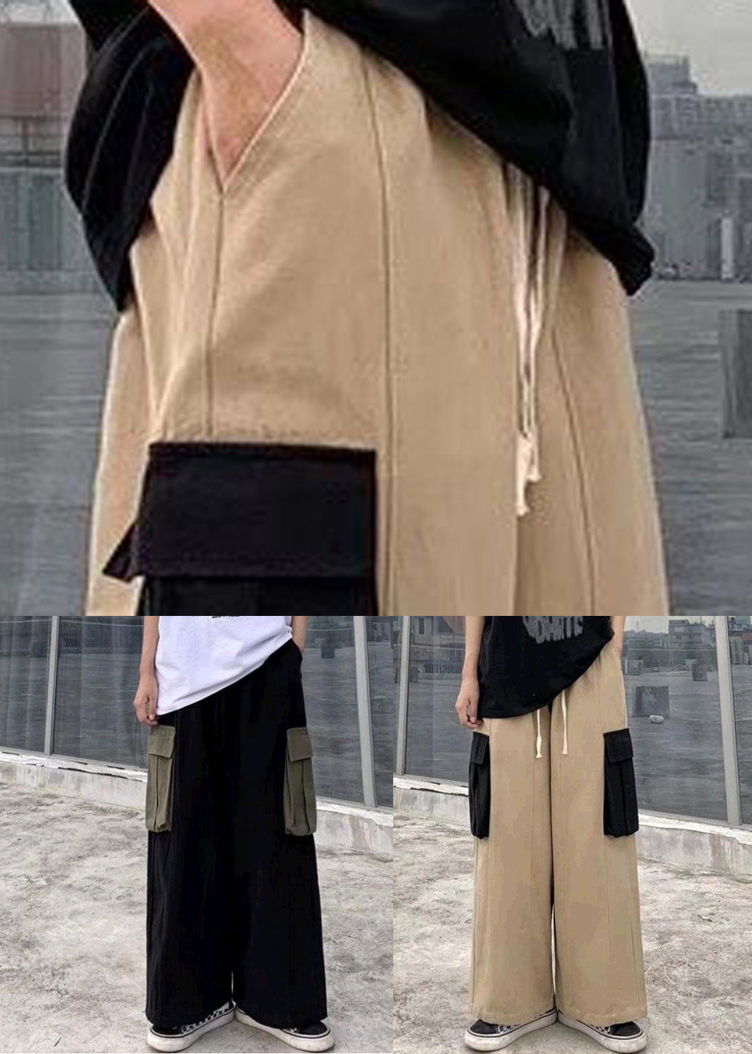 Hosen Schwarz Baumwolle Casual Sommer Patchwork Bein Männer