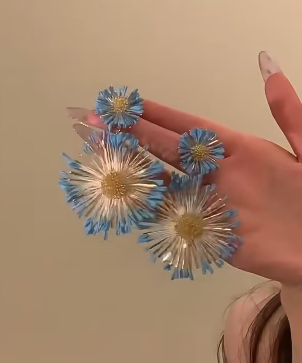 Legierung Sonnenblume Ohrringe Blau Tropfen Lässig