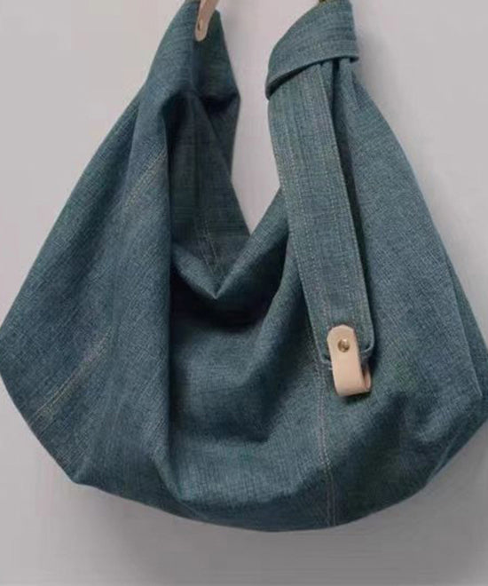 Lässige blaue große Kapazität solide langlebige Denim Satchel Handtasche QF018