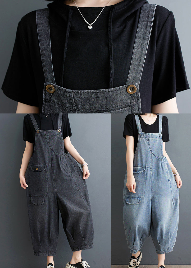 Oversized Denim Summer Jumpsuits Casual Blue