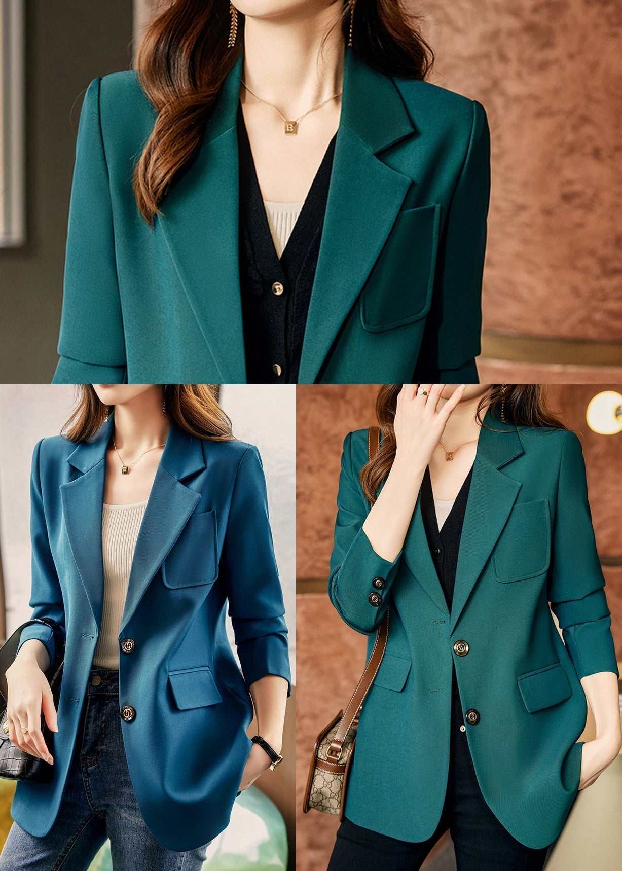 Casual Green Peter Pan Collar Patchwork Cotton Coats Spring YJ024