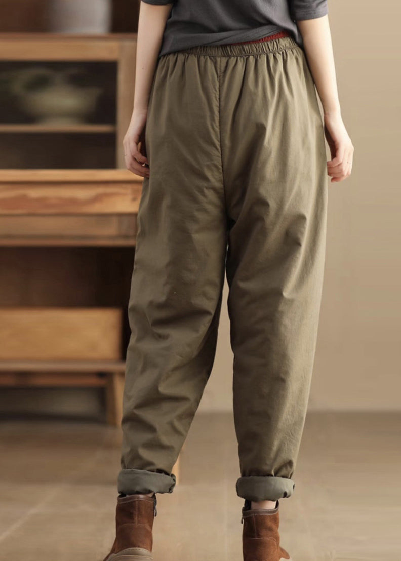 Pantalon décontracté ample en coton fin avec poches et taille élastique pour l'hiver TH043
