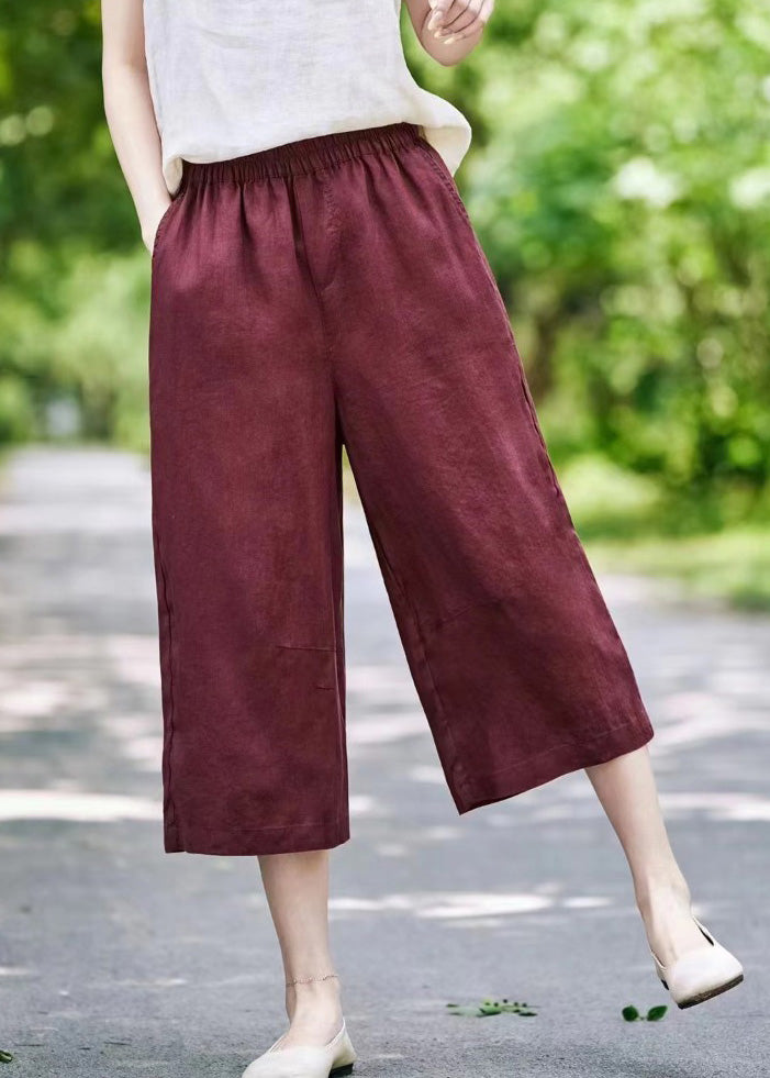 Kurze elastische Mulberry Sommer Taille Hose Casual Leinen Taschen
