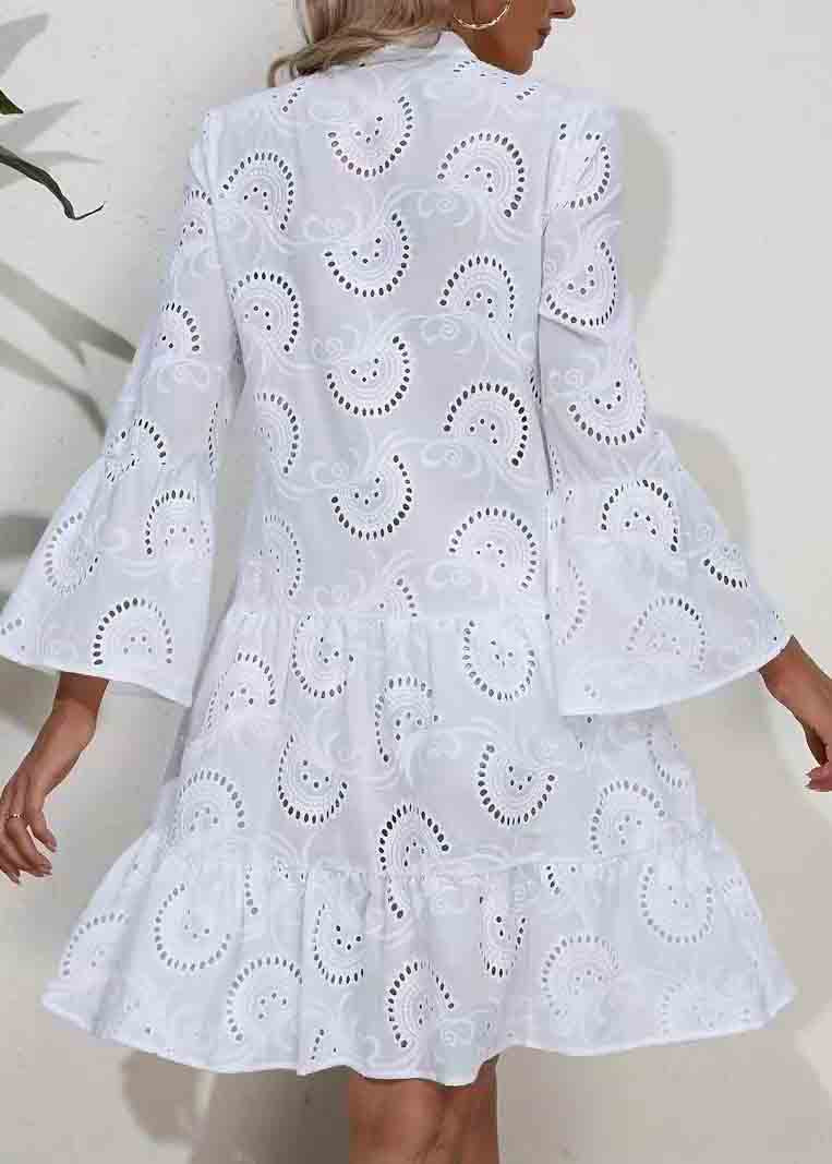 Cotton Dress Summer Oversized Sun Pink Hollow Out Casual