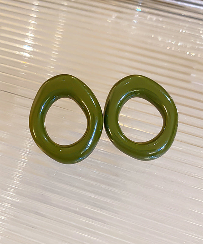 Boucles d'oreilles créoles décontractées en résine creuse en alliage blanc