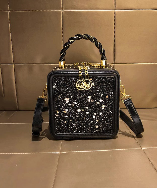 Calf Leather Mini Zircon Black Chic Bag Versatile