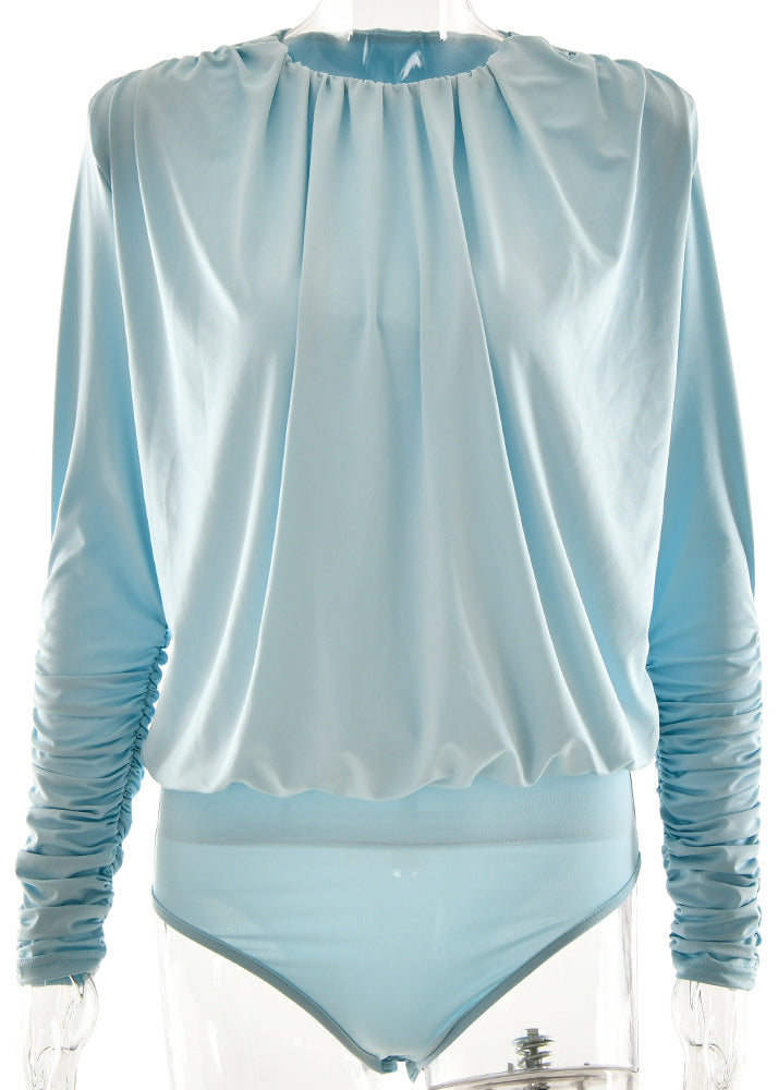 Body chic bleu automne dos nu col rond