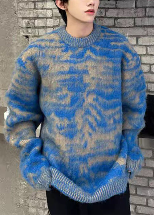 Pull bleu chic à col rond et confortable pour homme Ma Hai Mao, automne QH026