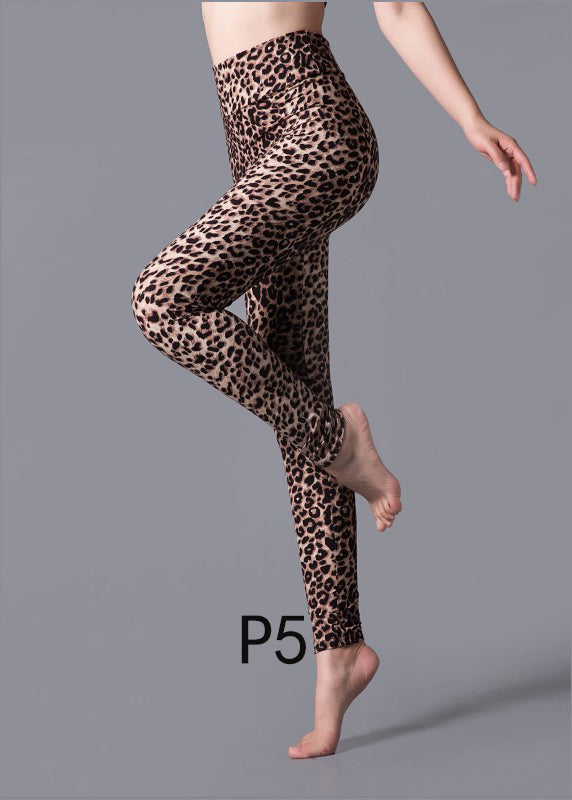 Running Capri Print Leggings Waist High Chic