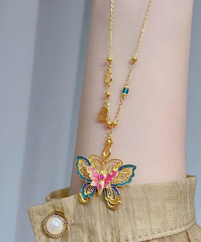 Papillon émaillé en argent sterling de style chinois