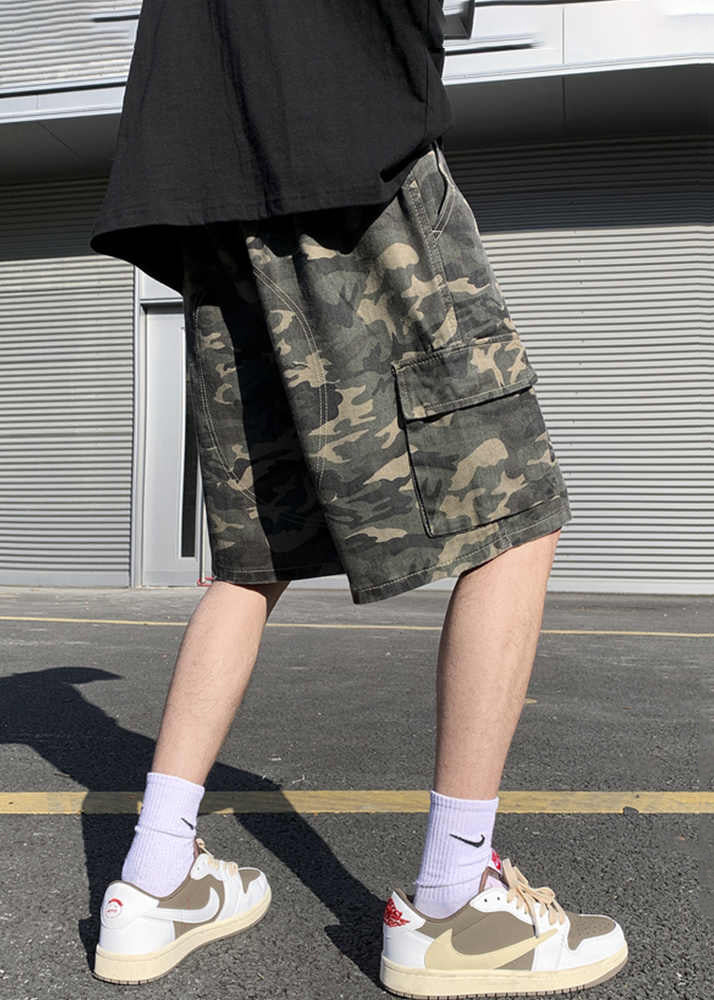 Shorts Taschen Kordelzug Herren Baumwolle Edel Camouflage Sommer