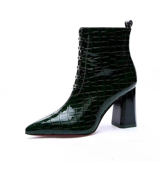 Bottes grises élégantes à talons épais et bout pointu avec fermeture éclair TP018