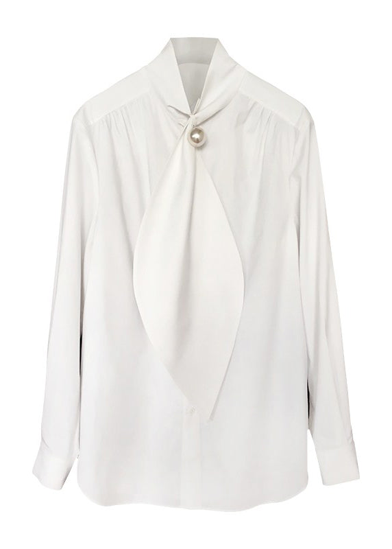 Chemises élégantes en coton blanc avec nœud et patchwork