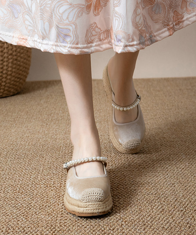 Bequeme Apricot Nail Bead Splicing Plateau Slide Sandalen YC003