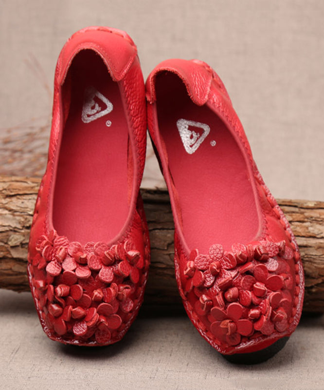 Bequeme flache Schuhe aus Maulbeerrindsleder mit Blumenmuster SL1025