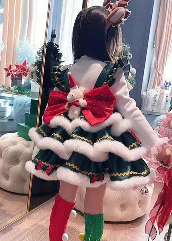 Süßes Rollkragenkleid mit Farbblock-Muster für Weihnachten, für Kinder, mittellanges Kleid, Winter, RP042