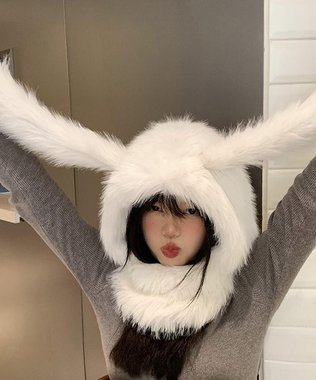 Süße, flauschige, dicke, warme Ohrenschutzmütze und Schal in einem WB019