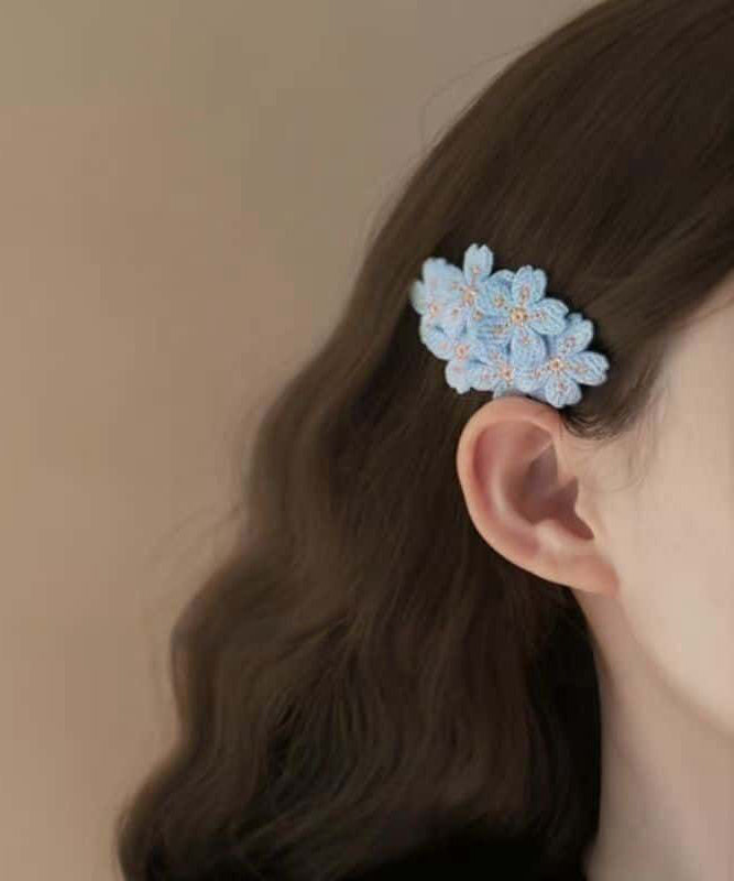 Cute Hairpin Pink Embroidery Knit Floral