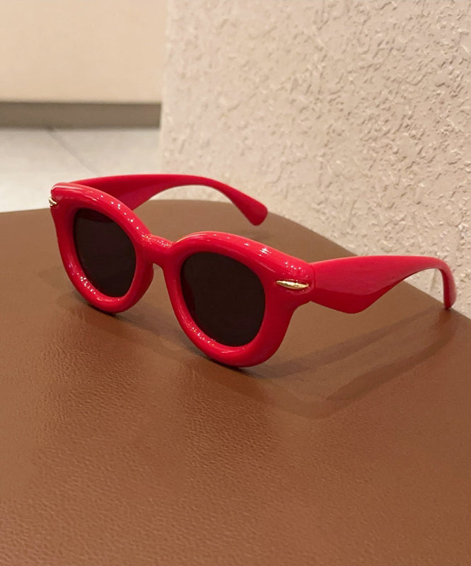 Lunettes de soleil rondes rouges mignonnes avec protection UV XS1053