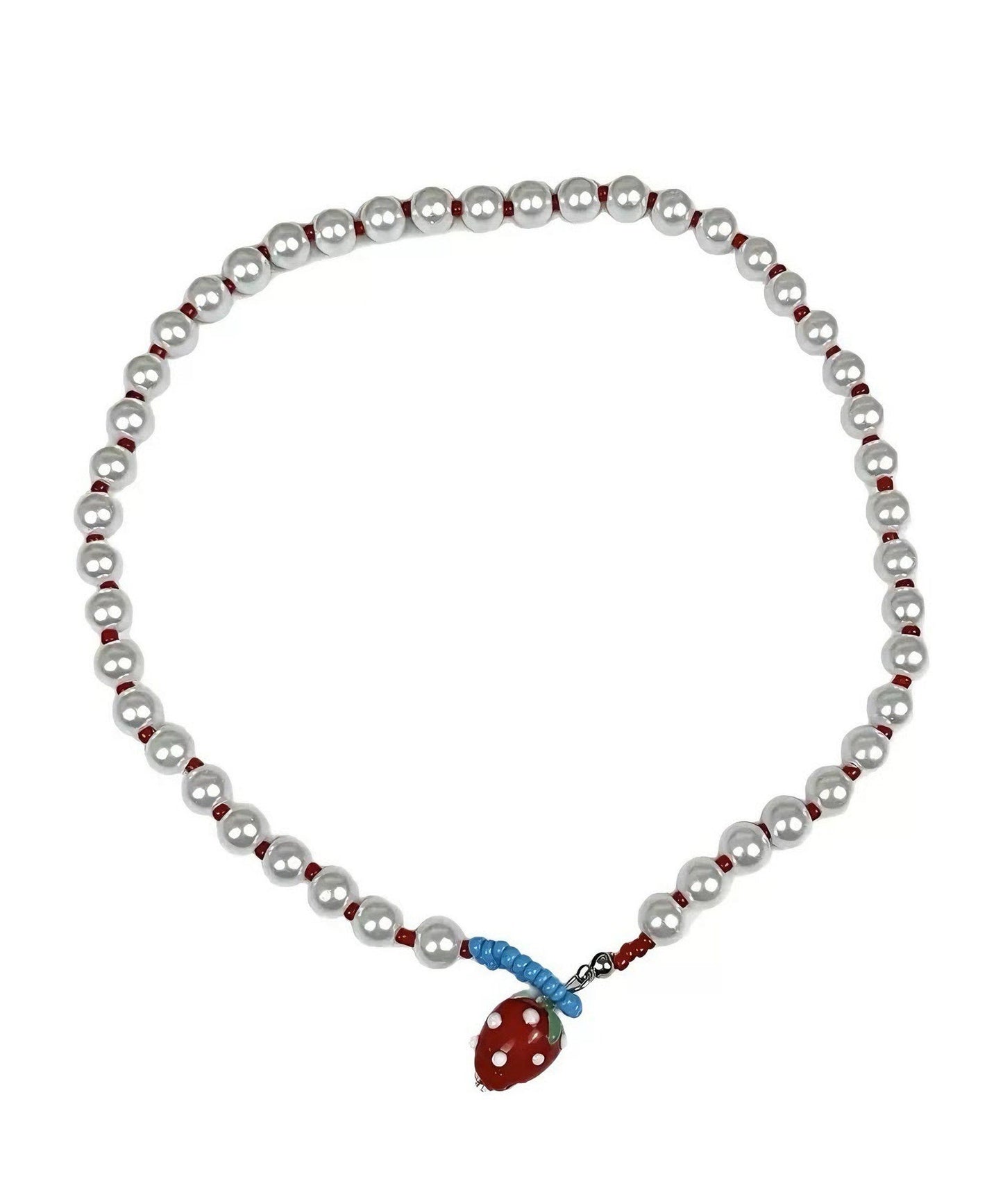 Pearl Cute Alloy Princess Necklace White Strawberries