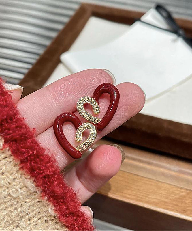 Boucles d'oreilles à tige asymétriques en cuivre et zircons colorés à faire soi-même YX008