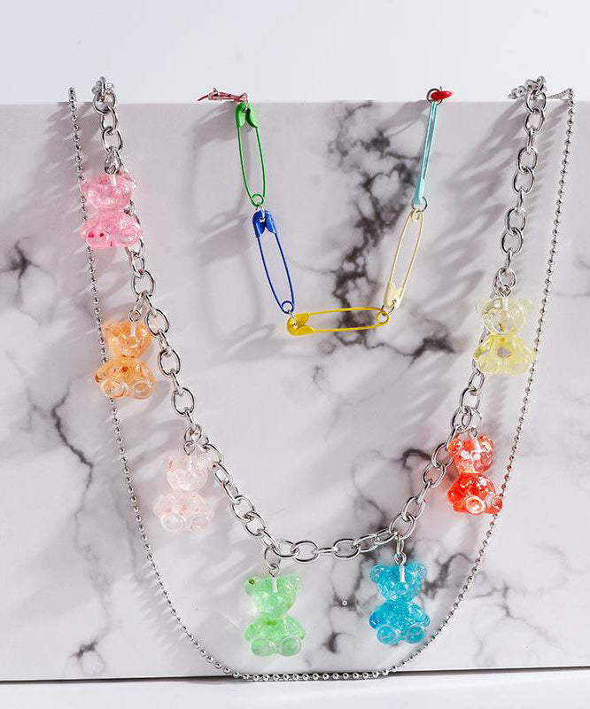 DIY Taillenkette mit Quaste aus Seide und Metall, mehrere Lagen, kleiner Bär, PO065