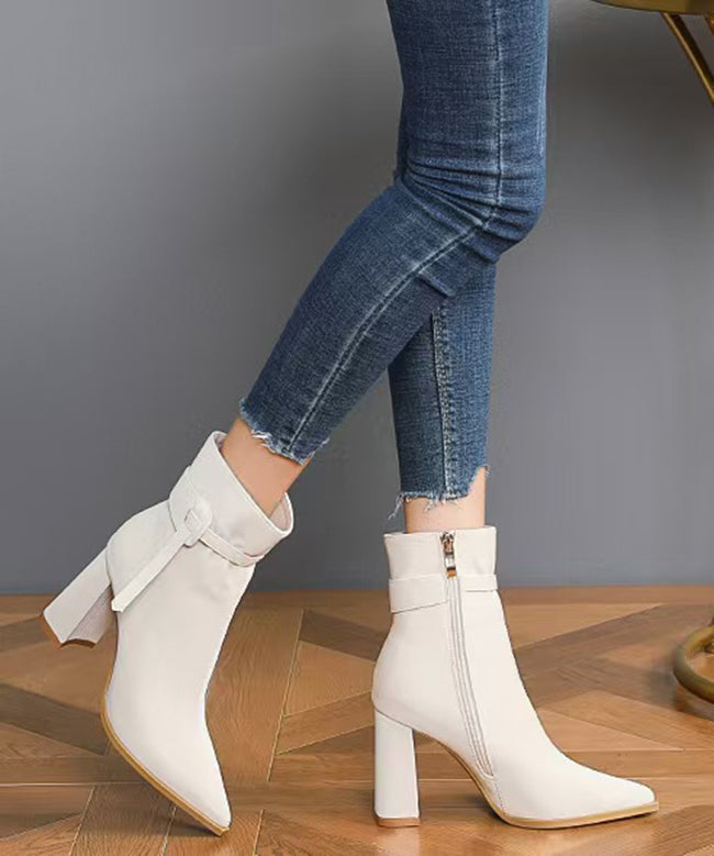 Elegante schwarze Kunstleder-Spleißstiefel mit spitzer Spitze TE006