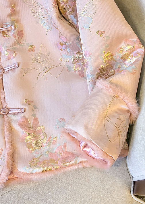 Elegante Rosa Taste Flauschigen Patchwork Dicke Parkas Winter QG027