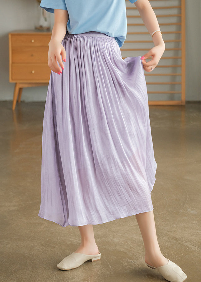 Fashion Apricot Elastic Waist Exra Large Hem Silk Skirts Summer TN004