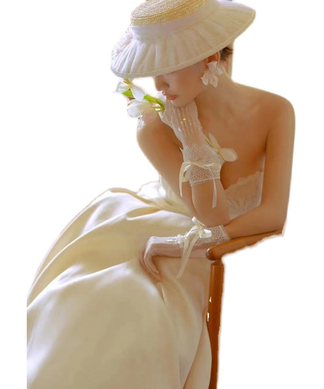 Wrinkled Tulle Woven Cloche Fashion Hat Straw Beige