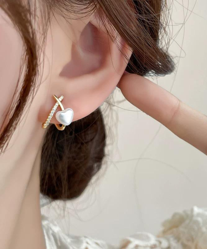 Mode Gold Sterling Silber Overgilt Zirkon Perle Ohrstecker YD015