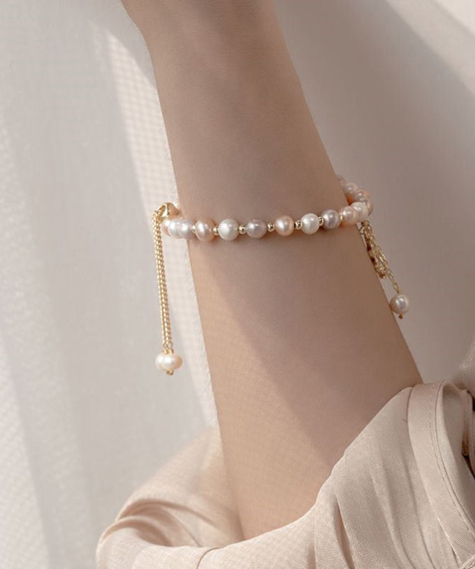 Mode Mehrfarbige Sterling Silber Overgild Zirkon Perle Sonnenblume Quaste Charme Armband WF020