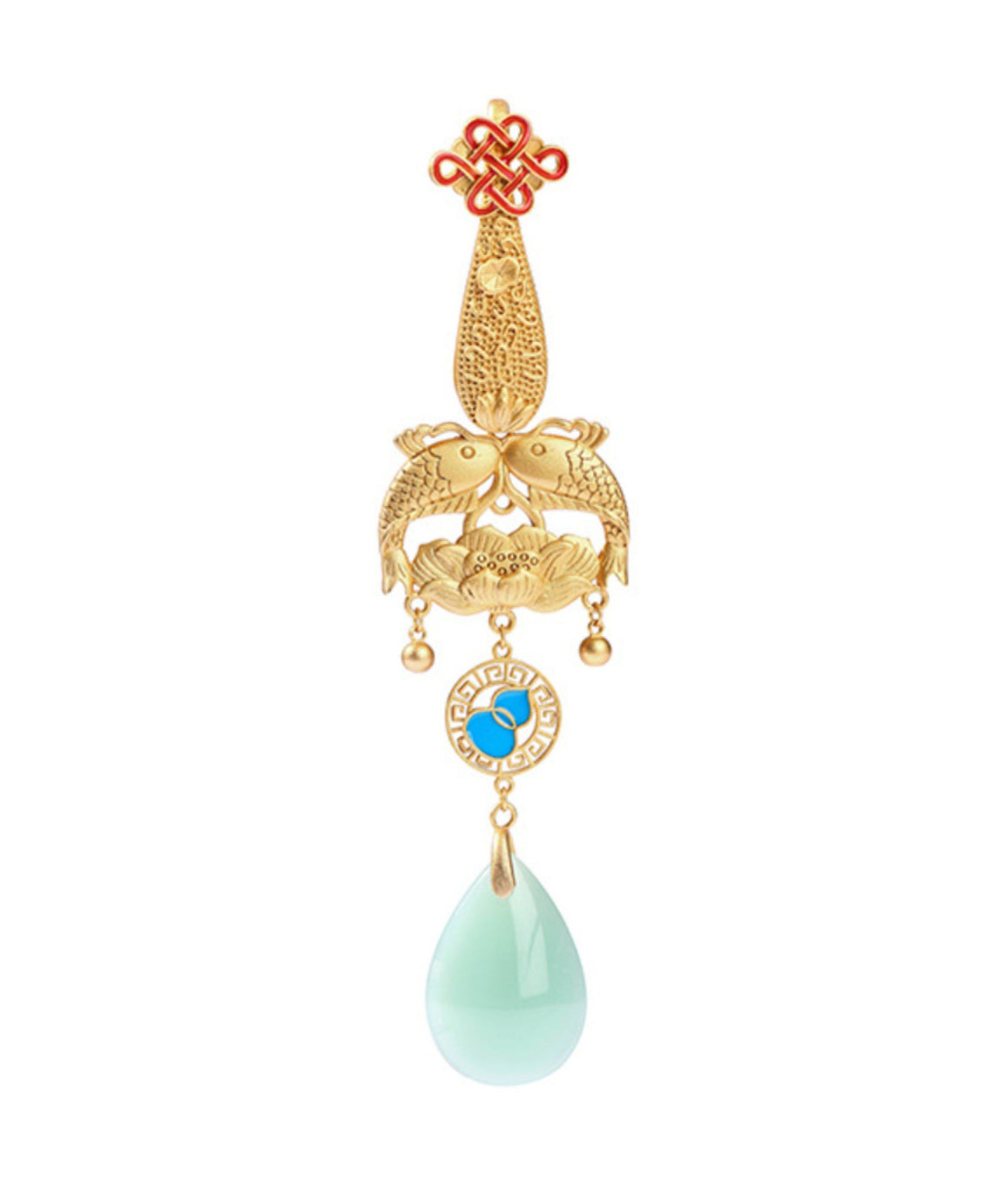 Feine Gold Antike Gold Jade Jedes Jahr Gibt Es Fisch Quaste Broschen KX1083
